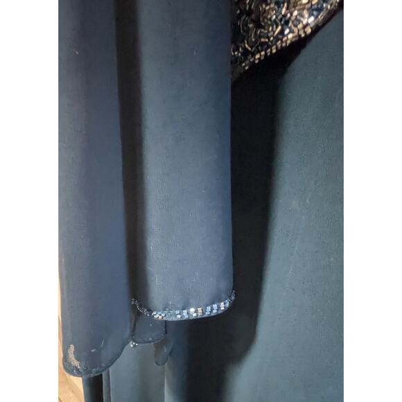 Beaded Gown Blue With Scarf Size Large Vintage - Picture 5 of 16